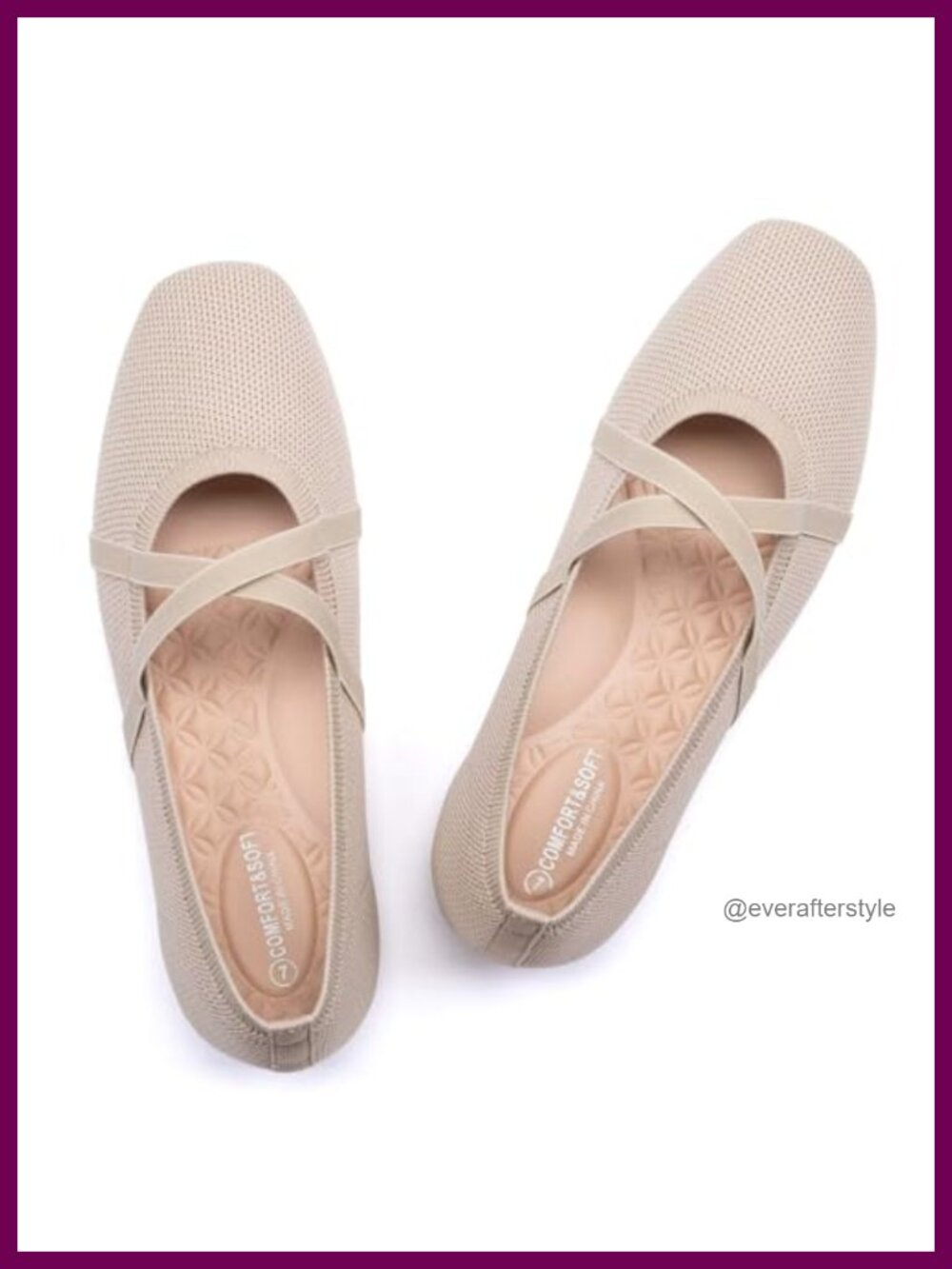 Mary Jane Flats Square Toe Cross Strap Comfortable Dressy Work Ballet Flat